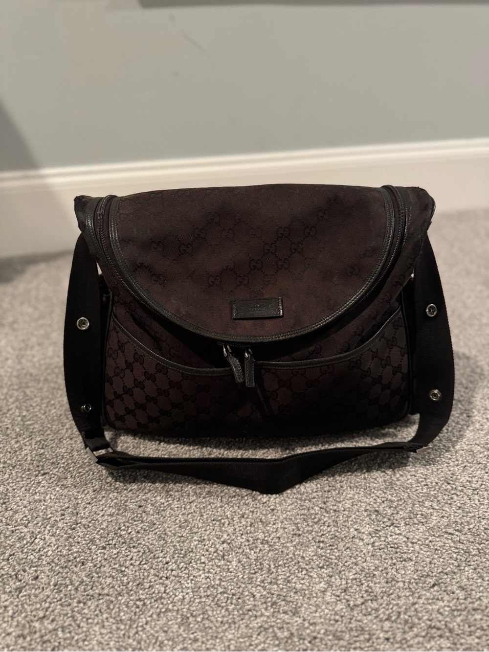 Gucci Dark Brown Monogram Messenger Bag